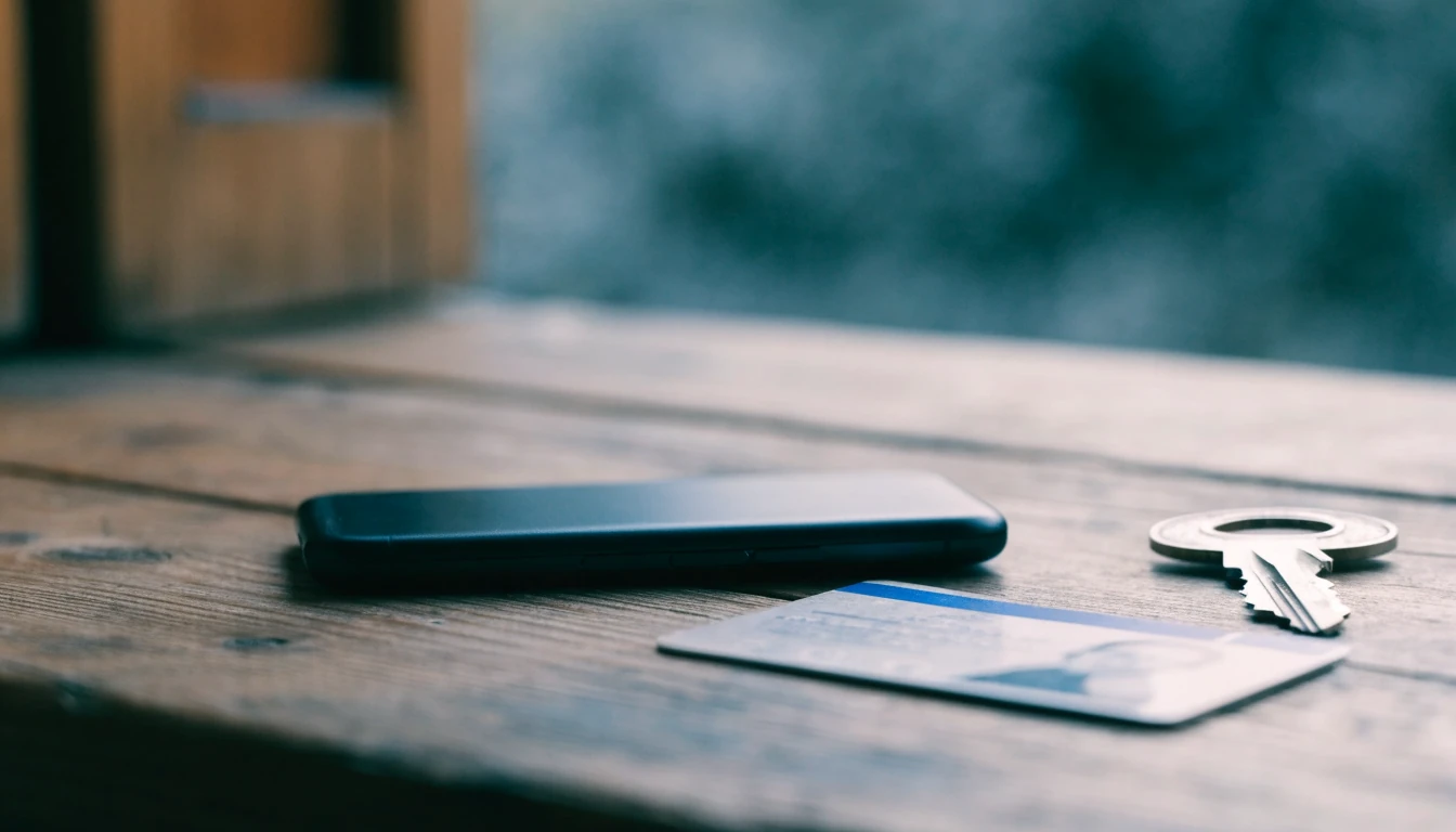 Smarttelefon med skärmen nedåt bredvid svenskt ID-kort