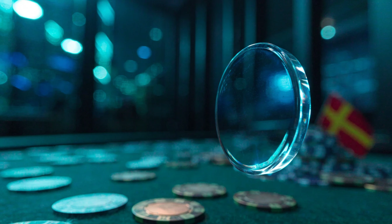 En lysande Tron-kryptovaluta över ett casinobord med svensk flagga